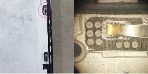 Precision MOPA fiber laser welding of gold-plated shrapnel on a smartphone middle plate