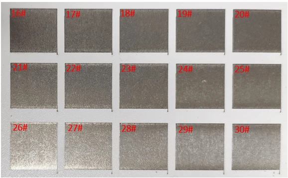 Continuous laser cleaning test on aluminum alloy surface at different scanning speeds